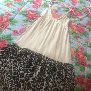 BEAUTIFUL Cream Maxi Dress with Leopard print